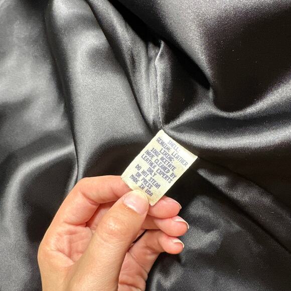 J. Percy for Marvin Richards Black Leather Jacket Fur Collar Slouchy Oversized - Picture 4 of 14